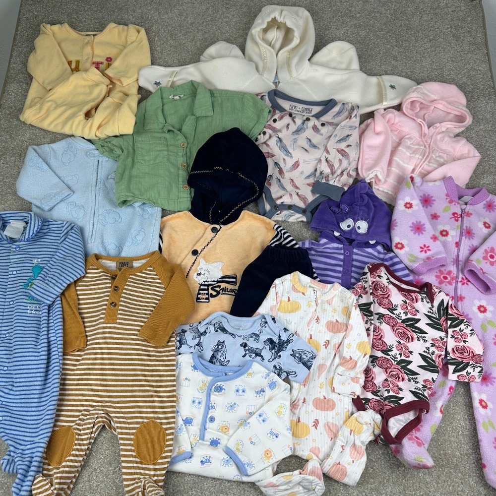 Baby Clothes Lot 3-6M 6-9M Carters Rabbit Bear Finn Emma Organic Cotton 16pc